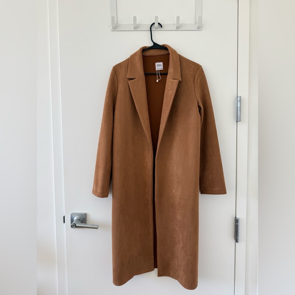 ZARA Tan Faux Suede Spring Coat XS